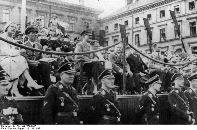 Adolf Hitler at the tribune for the Tag der Deutschen Kunst in Munich